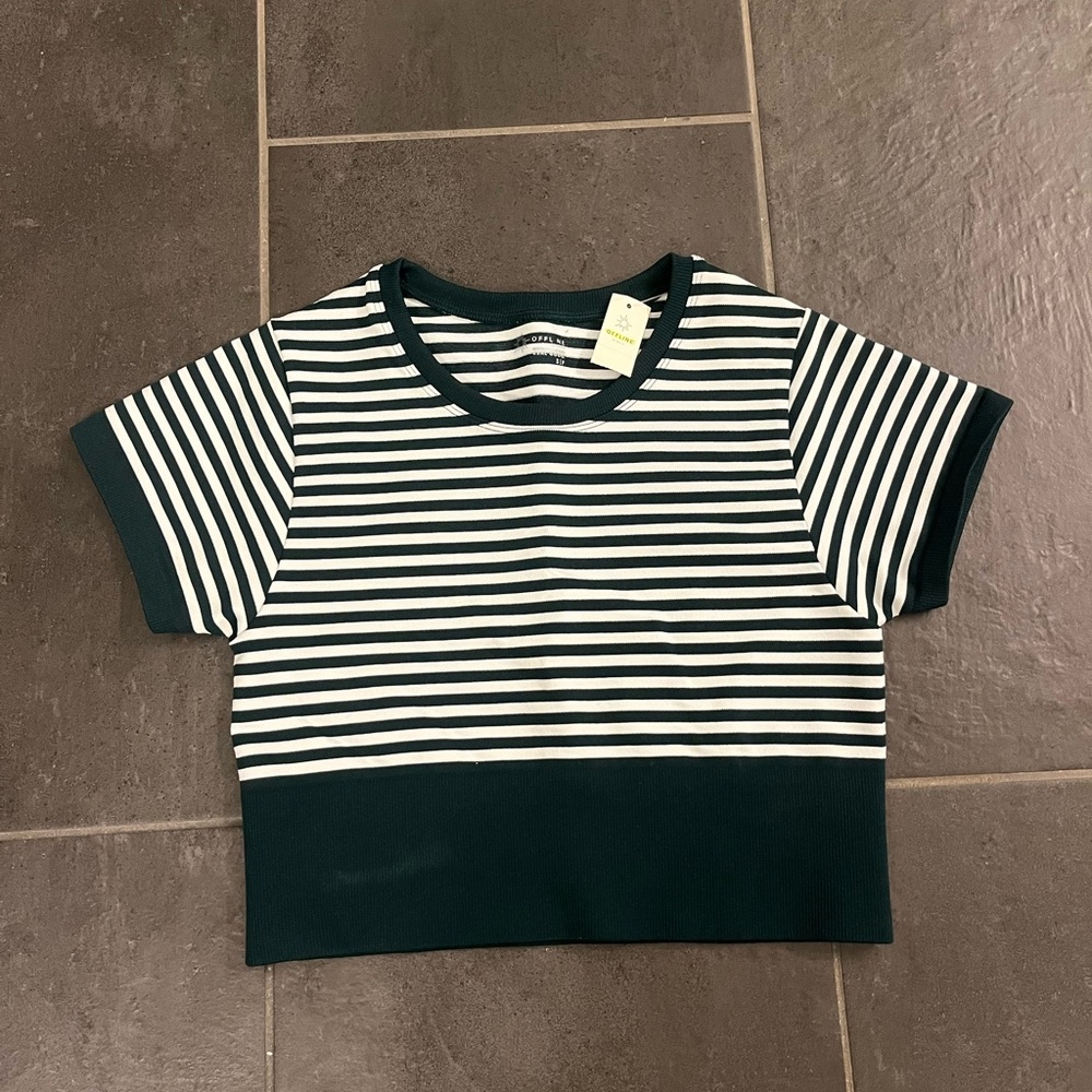 Dark green and white striped crop top